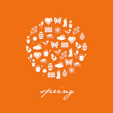 spring icons in circleのイラスト素材