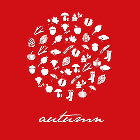 autumn icons in circleのイラスト素材