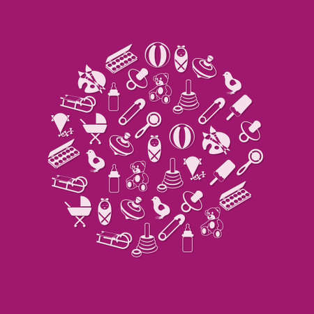 baby icons in circleのイラスト素材