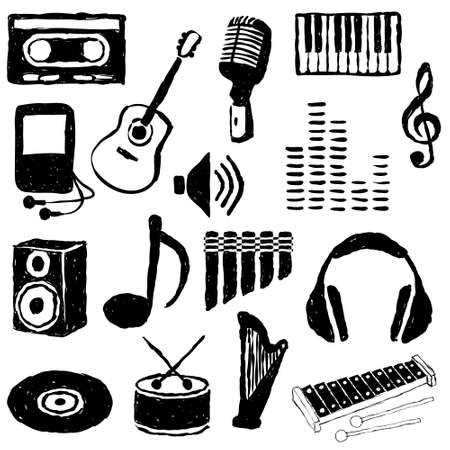 doodle music imagesのイラスト素材