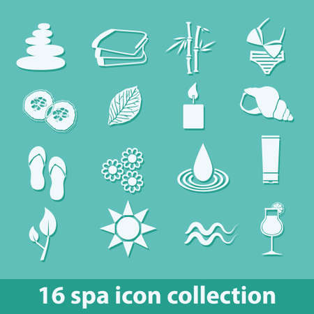 16 spa icons collectionのイラスト素材