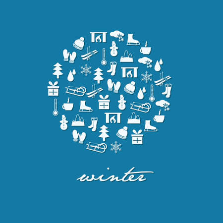 winter icons in circleのイラスト素材