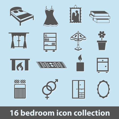 16 bedroom icon collectionのイラスト素材