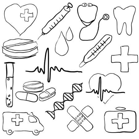 doodle medical imagesのイラスト素材