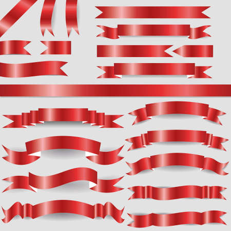 set of red ribbonsのイラスト素材