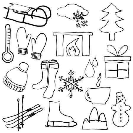 doodle winter picturesのイラスト素材