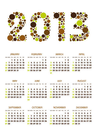 vertical calendar 2013 year with retro dots themeのイラスト素材