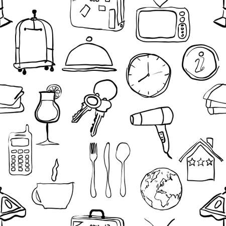 seamless doodle hotel patternのイラスト素材