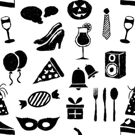 doodle party seamless patternのイラスト素材
