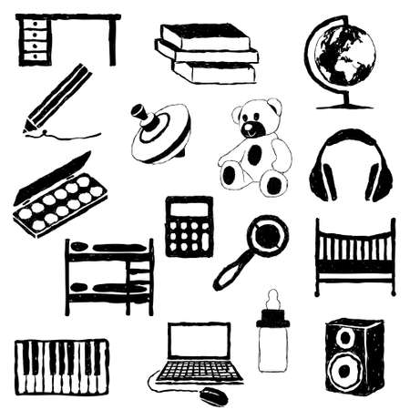 children room doodle imagesのイラスト素材