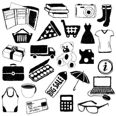 doodle shopping picturesのイラスト素材