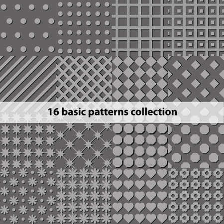 16 seamless basic patternsのイラスト素材