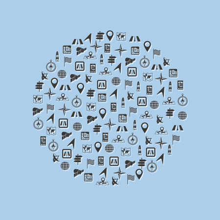 navigation icons in circleのイラスト素材