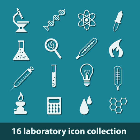 16 laboratory icon collectionのイラスト素材