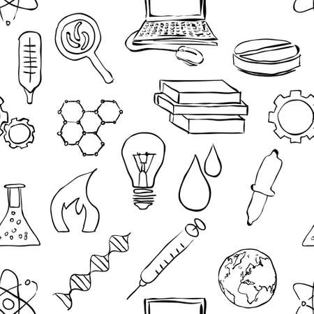 seamless sketch science patternのイラスト素材