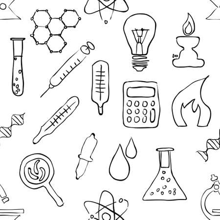 sketch seamless laboratory patternのイラスト素材