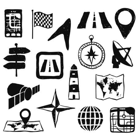 doodle navigation imagesのイラスト素材
