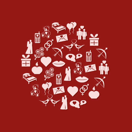 valentine icons in circleのイラスト素材