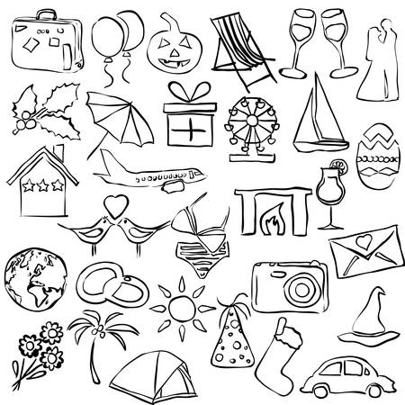 holiday and events sketch imagesのイラスト素材