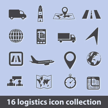 16 logistic icon collectionのイラスト素材