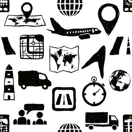 doodle logistic seamless patternのイラスト素材