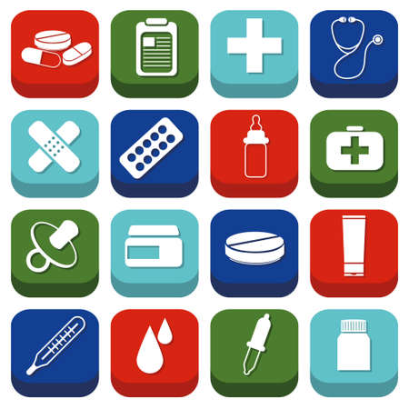 pharmacy iconsのイラスト素材