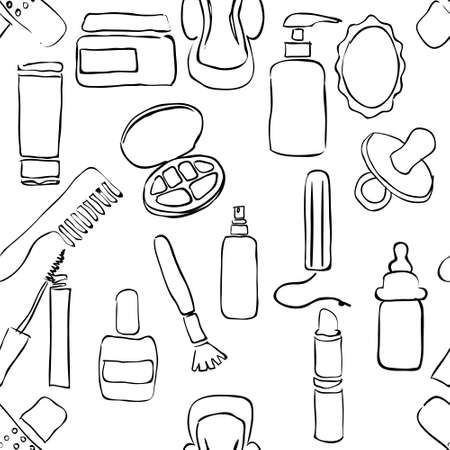 sketch drugstore seamless patternのイラスト素材