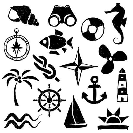 doodle marine imagesのイラスト素材