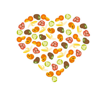 fruits in heartのイラスト素材