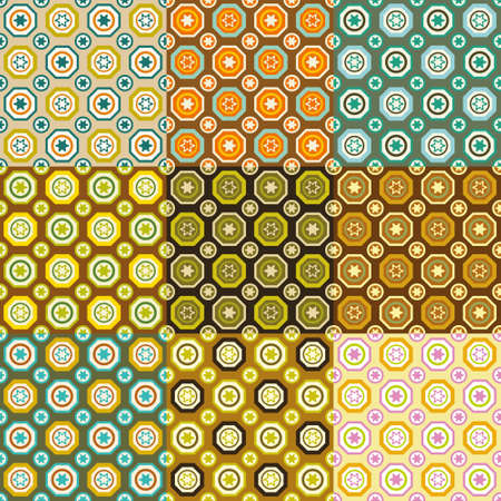 set of 9 seamless patternsのイラスト素材