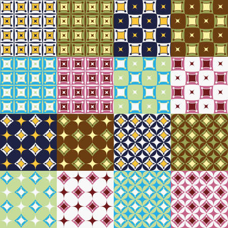 set of 16 seamless patternsのイラスト素材