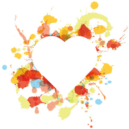 white heart over paint spotsのイラスト素材