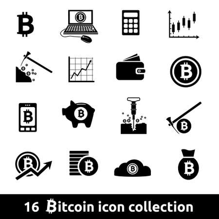 16 bitcoin icon collectionのイラスト素材