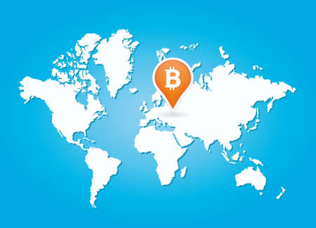 map with bitcoin signのイラスト素材