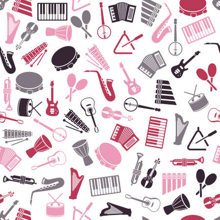 music instruments seamless patternのイラスト素材
