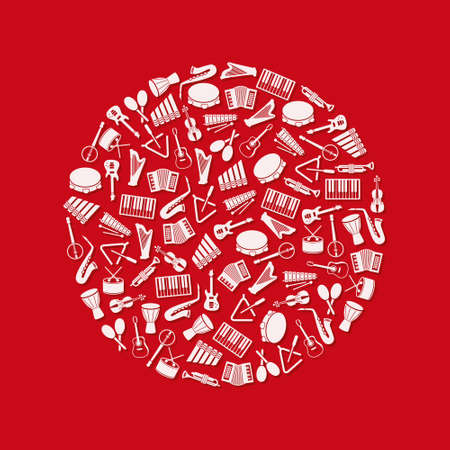music instruments icons in circleのイラスト素材