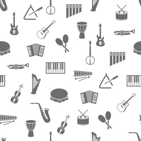 music instruments seamless patternのイラスト素材