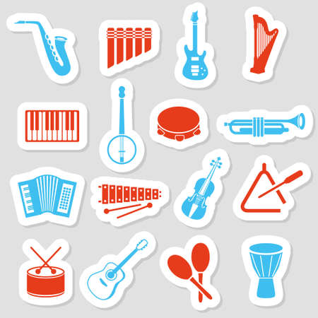 music instruments stickersのイラスト素材