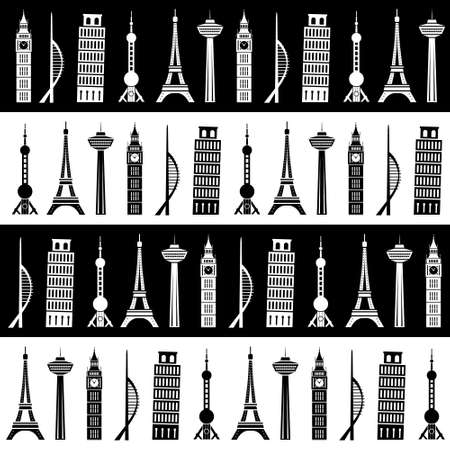 world towers seamless patternのイラスト素材
