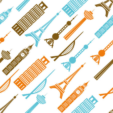 world towers seamless patternのイラスト素材