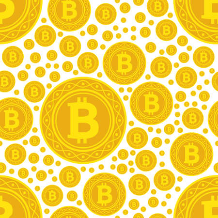 bitcoin coins seamless patternのイラスト素材