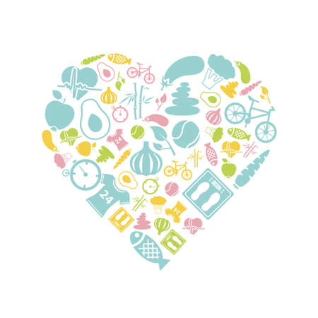 healthy lifestyle icon in heartのイラスト素材