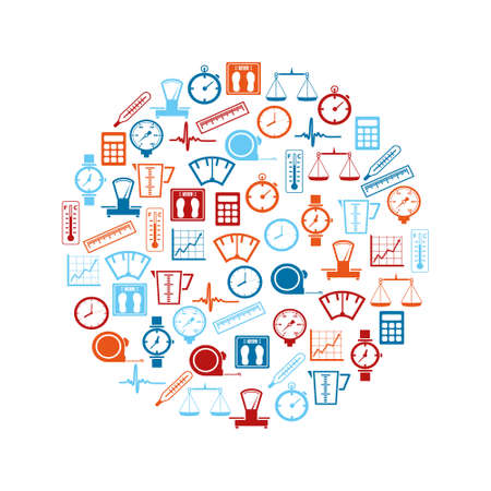 measuring icons in circleのイラスト素材