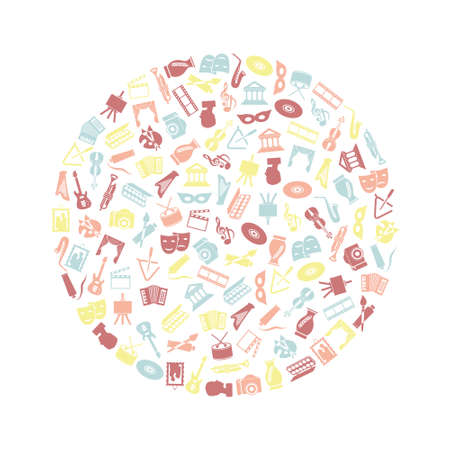 art and culture icons in circleのイラスト素材