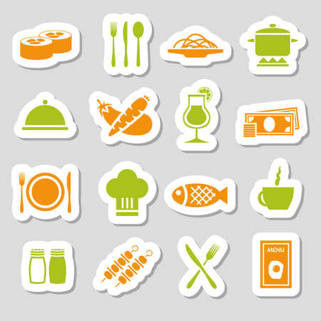 restaurant stickersのイラスト素材