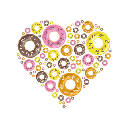 donuts in heartのイラスト素材