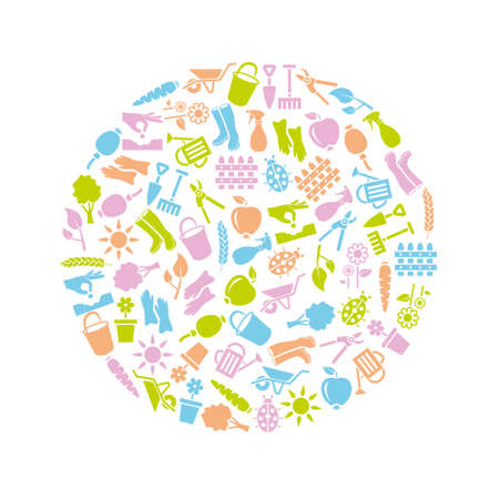 garden icons in circleのイラスト素材
