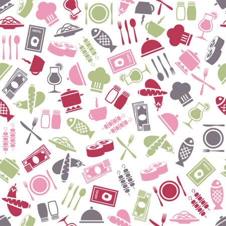 restaurant seamless patternのイラスト素材