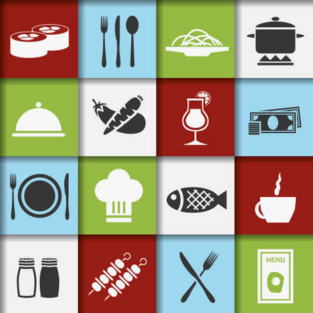 restaurant iconsのイラスト素材