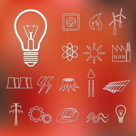 energy outline iconsのイラスト素材